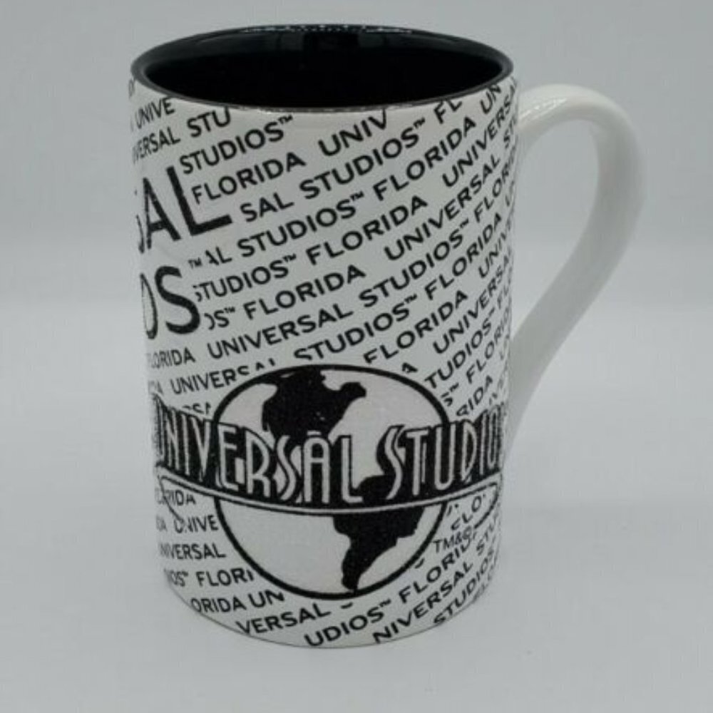 Universal Studio Black And White Glitter Mug 5” Tall 2013